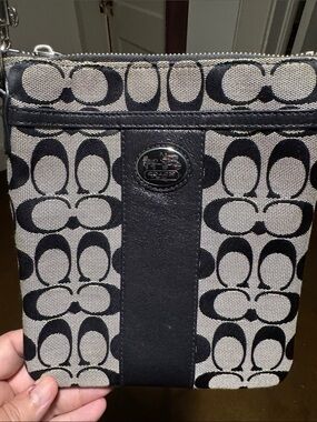 Coach Black and Gray Signature Crossbody Pouch